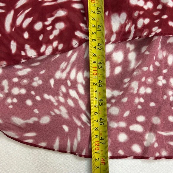 MAJE RIVOLE DRESS Burgundy Red White Print Long Sleeve Midi Dress Size 1 - Picture 8 of 10